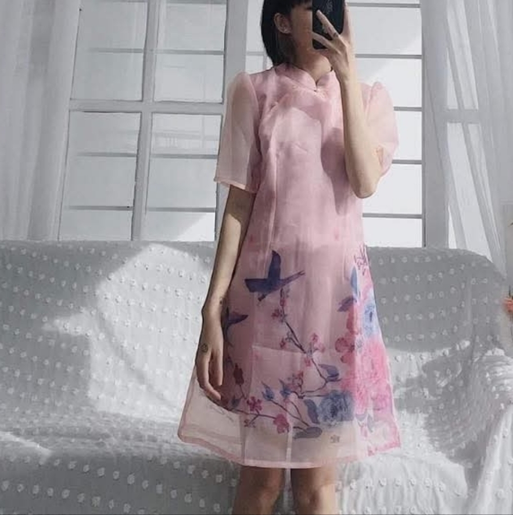 Pink Floral Cheongsam - Picture 5 of 7